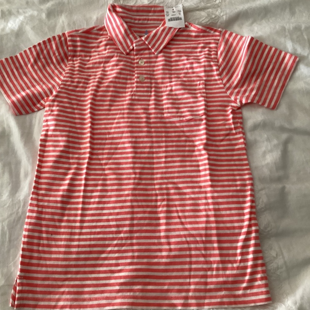 Jcrew Crewcuts new with tags size 10 coral striped short sleeve polo